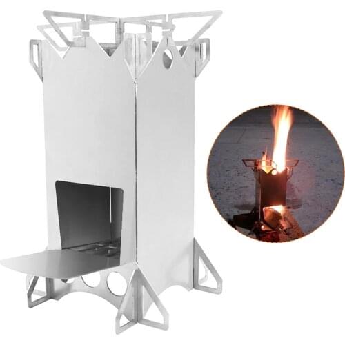 Stainless Steel Folding Wood Stove Camping Burner Cook Picnic Burning Furnace Outdoor Picnic Accessories