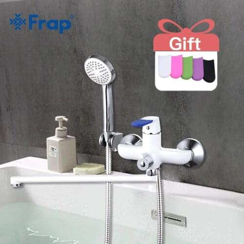 Frap 1set Modern Style Bathtub Faucet Wall Mounted bathroom shower faucets set Cold and Hot Water Mixer Tap 35cm Long Nose F2234