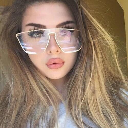 Gold Clear Eyeglasses 2019 Newest Oversized Metal Frame Women Sunglasses Brand Designer Big Sports Men Sun Glasses Shades Oculos