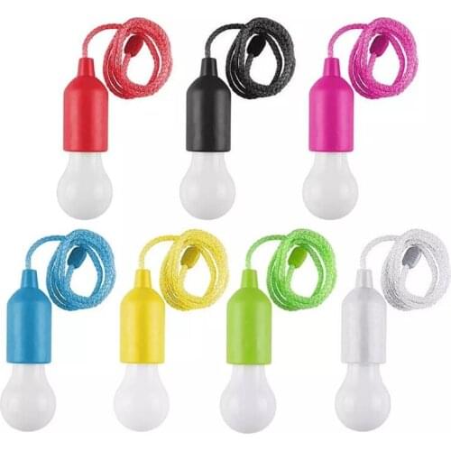 U7EF 7 Pcs Portable LED Pull Cord Light Bulb Battery Operated Hanging Pull Cord Lamp