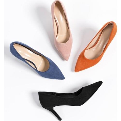 2020 New Women Leather High Hee Pumps Pointed Toe Work Pump Stiletto Wedding Shoes Office Career Elegant Pumps ladys shoes