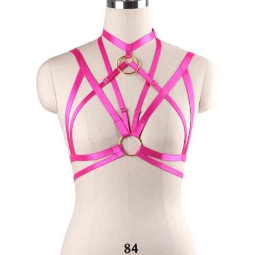 90s Women Bondage Body Harness O-Ring Lingerie Goth Crop Tops Cage Lingerie Harness Belt Harness Bra Rave Wear for Women