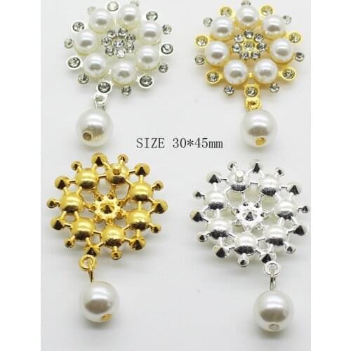ZMASEY New Hot 10Pcs/lot Pearl Flatback Brooches Buttons Two Color DIY Clothing Ribbon Wedding Card Decoration Metal Beautiful