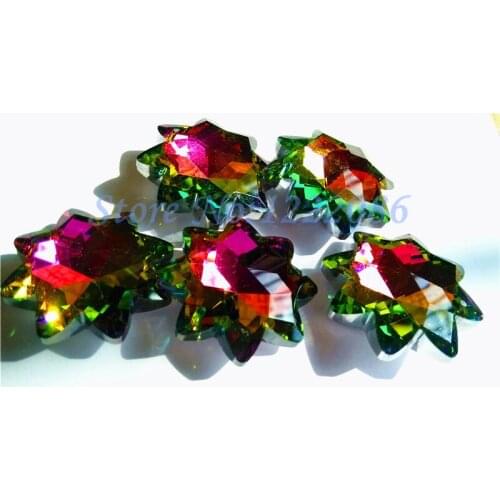 10PCS 38mm 8 Pointed Rainbow Color Start Crystal Prisms Sun Catcher X'MAS Wedding Pendants(+10Pcs Rings) Free Shipping