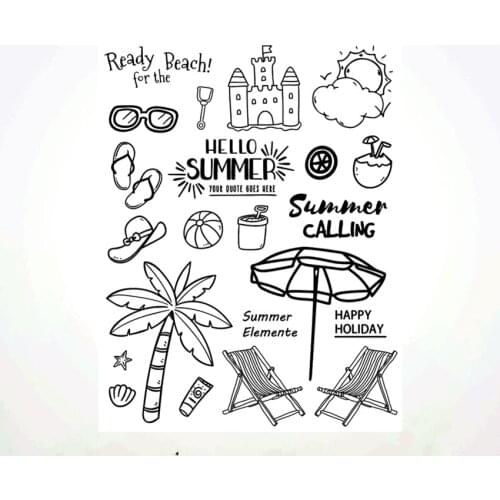 14*18CM Hello Summer Transparent Seal Clear Stamps Silicone Seal Roller Stamps DIY Scrapbook Album / Card Production Easter