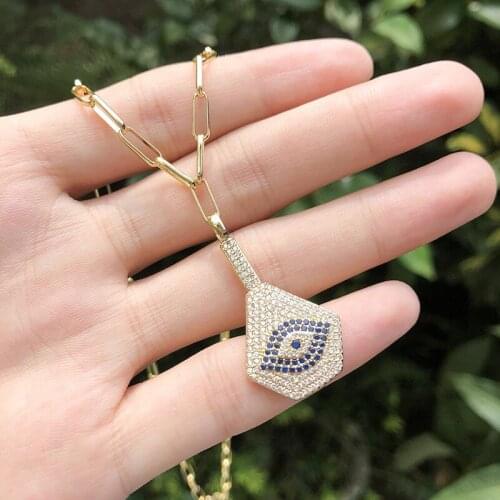 2020 Hot Gold Copper Pendant Necklace Mysterious Eye AAA Cubic Zirconia Fashion Necklaces For Women Jewelry statement
