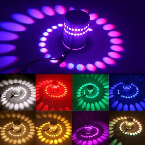 3W RGB LED Wall Light Lamp Spiral Hole Luminous Lighting Sconce with Controller for KTV Bar Restaurant Decor