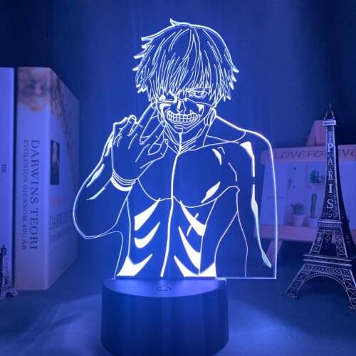 Anime 3d Light Tokyo Ghoul Ken Kaneki for Home Decoration Nightlight Cool Birthday Gift Acrylic Led Night Lamp Tokyo Ghoul