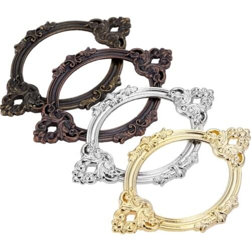 5Pcs Antique Carved Furniture Cabinet Medicine Drawer Label Pull Frame File Case Name Card Holder Notepad Photo Album DIY68*44mm