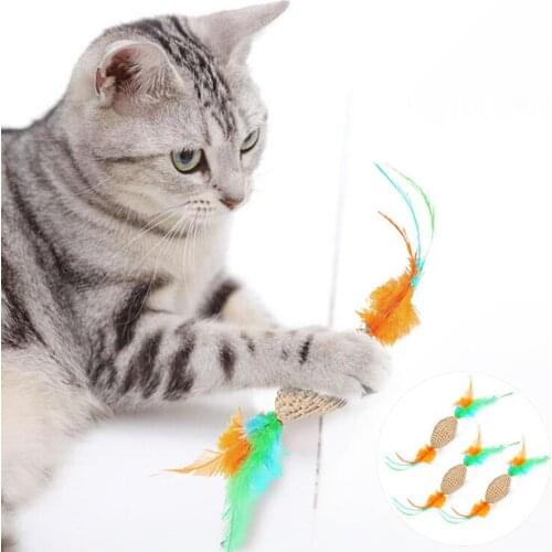 5Pcs Feather Corrugated Paper Rugby Shaped Cat Scratching Teaser Toy Pet Supply