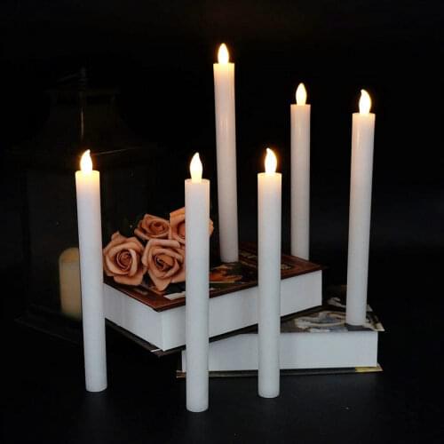 6pcs/lot Led battery operated Flameless taper candle lamp Candlestick Home Wedding Holiday table room decor Amber-H24cm