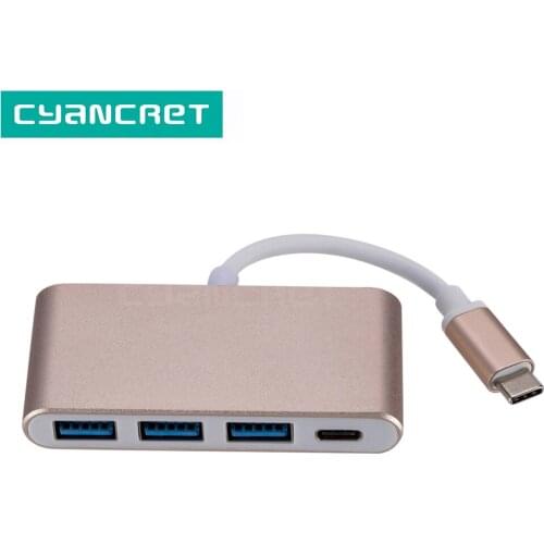 Type-C Adapter Dock Hub USB-C 3.1 to USB 3.0 x 3 Type C PD2.0 Charging Data Cable Converter for MacBook Chromebook Laptop Phone