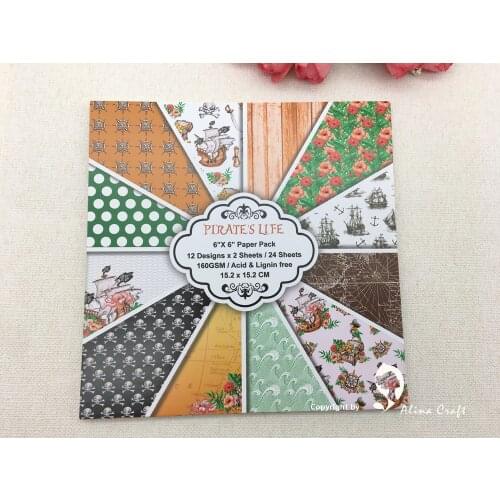 AlinaCraft 24 sheet 6"X6" pirates life patterned paper Scrapbooking paper pack handmade craft paper craft Background pad