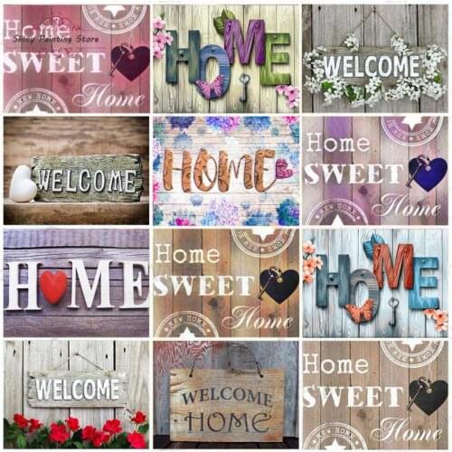Diamond Painting Home Sweet Welcome Home Text Warm Quotes Full Drill Diamond Embroidery Cross Stitch Mosaic Sale Home Decoration