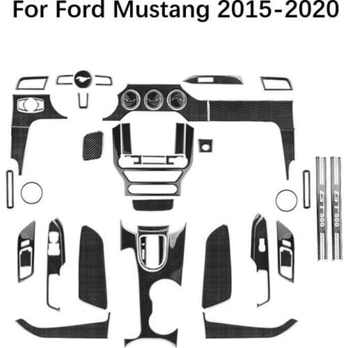 Carbon Fiber Car Accessorioes Fit For Ford Mustang 2015-2021 LHD RHD Car Interior Trim Decoration Cover Sticker Car Styling