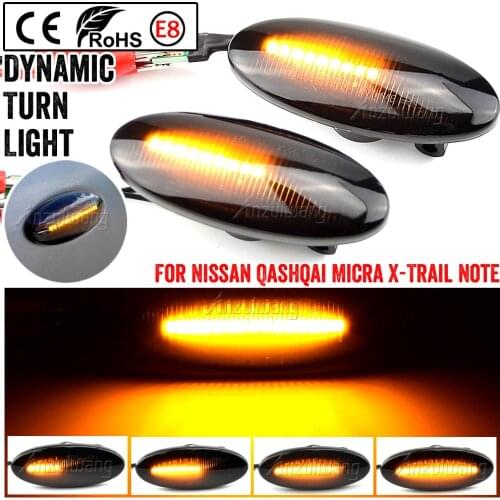 E11 Car Dynamic LED Light Turn Signal Side Marker Lights For Nissan Qashqai J10 X-trail T31 Cube Juke Leaf Micra Micra K13