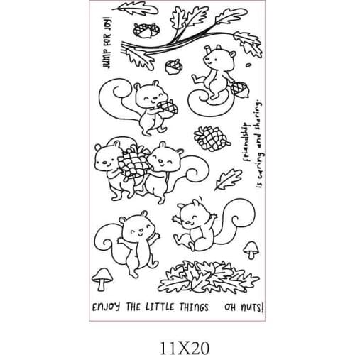 Squirrel pine nut stamp Clear Stamp for Scrapbooking Transparent Silicone Rubber DIY Photo Album Decor k127