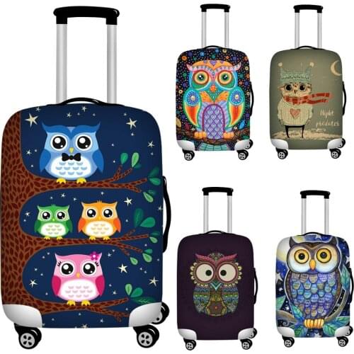 Cute Owl Luggage Cover for Traveling Waterproof Anti-dust Suitcase Cover for 18-32 inch Trolley Case Elastic Protective Covers