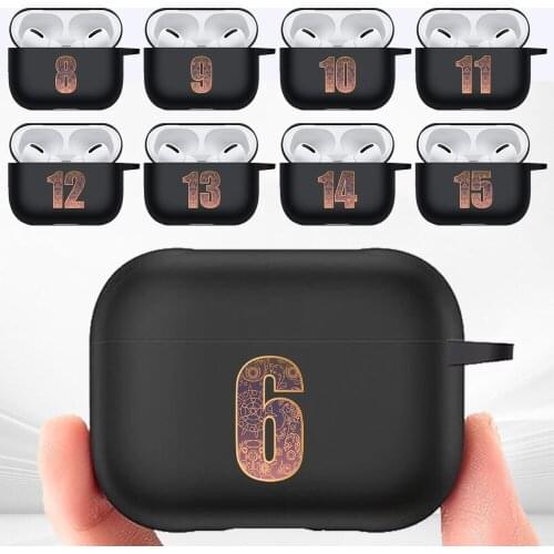 Number Pattern Earphone Case for Apple AirPods Pro Soft Silicone Matte Black Earphone Sleeve High Quality Headphone Accessories
