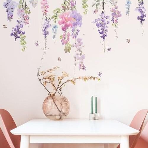 Plant Flowers Butterfly Decoration Wall Stickers Wallpaper For Childrens Room Living Room Bedroom Creative Home Decor PVC