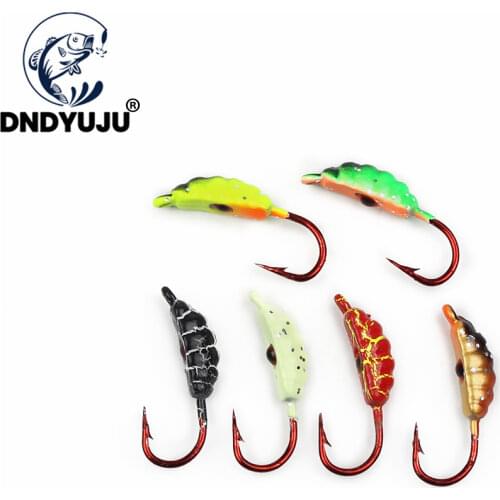 DNDYUJU 6pcs 23mm/1.5g 3D Eyes Sinking Metal Fishing Lures Set Mini Worm Hard Hooks Pesca Tackle Hook Carp Fishing Lure Set