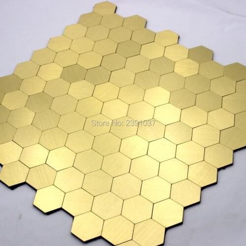European Gold mosaic 29.8x29.8cm Metal Aluminum plastic plate mosaic tile self adhesive mosaic tiles for kitchen backsplash