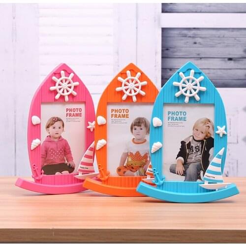 Colorful Sailboat Shape Photo Frame For Baby 7 inch Plastic Picture Frame On Table Home Decoration Quality Frames For Pictures