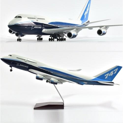 JASON TUTU 46cm Original Boeing 747 Plane Model Airplane Model Aircraft Model 1/160 Scale Diecast Resin Airplanes Planes W Light