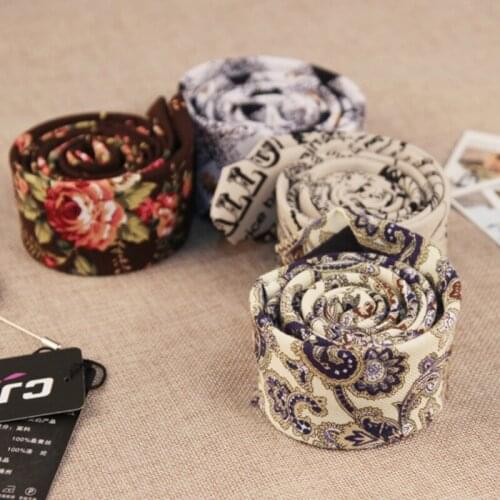 Korean fashion designer hip-hop party skinny tie slim 5cm floral cotton linen jacquard gravatas ties for men 100pcs fedex