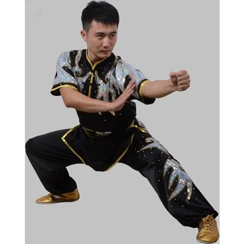 Sequin Wushu Clothing Wushu Performance Costumes Kung Fu Outfit Martial Arts Clothes Dragon Chinese Warrior Costume TA2062