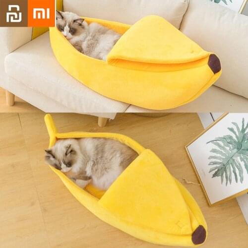 Xiaomi Cat Bed House Funny Banana Cute Cozy Cat Mat Beds Warm Durable Portable Pet Basket Kennel Dog Cushion Cat Supplies Youpin