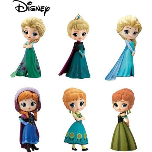 Disney Frozen Series Beautiful Elsa Anna Cinderella Princess Doll Action Figures Model Home Office Desk Set Children Toys Gift