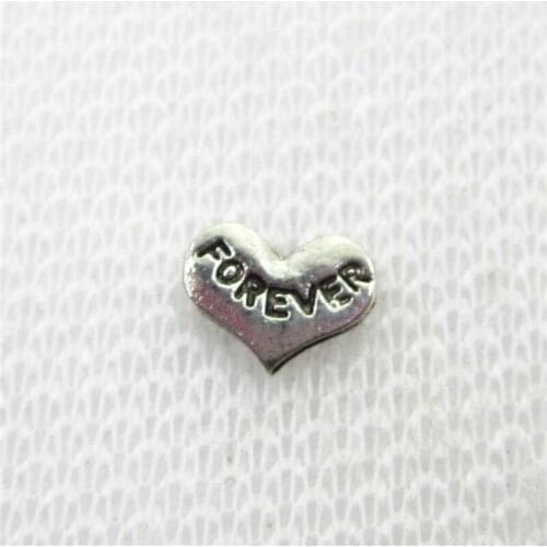 Hot selling 50pcs/lot silver Heart Forever Floating Charms Living Glass Memory Floating Lockets DIY Jewelry Charms