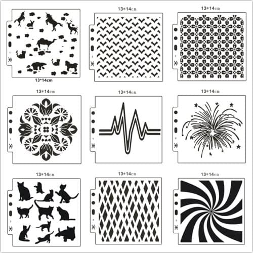 Hote Sale Fantasy line 13*14cm scrapbook stencils spray plastic mold shield DIY cake hollow Embellishment printing lace ruler