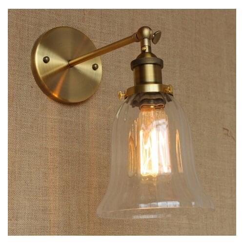 Loft Style Industrial Vintage Wall Light Fixtures Golden Iron Glass Lampshade Antique Lamp Edison Wall Sconce Lampara Pared