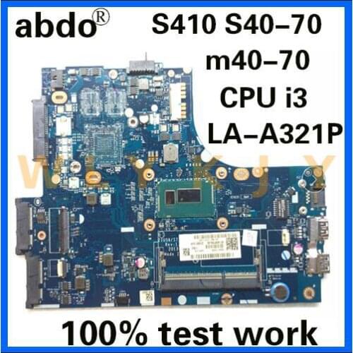 Abdo ZIUS6/S7 LA-A321P for Lenovo S410 S40-70 M40-70 notebook motherboard CPU i3 4010/4030U DDR3 100% test work