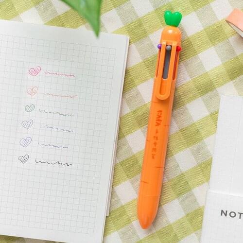 MINKYS 0.7mm Cute Carrot 6 Colors Multi-color Ballpoint Pen Writing Ball Pen DIY Drawing Pen Kawaii School Office Stationery