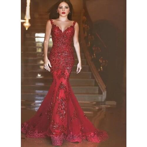 Muslim Evening Dresses Mermaid Sweetheart Tulle Appliques Lace Dubai Saudi Arabic Long Evening Gown Prom Dress