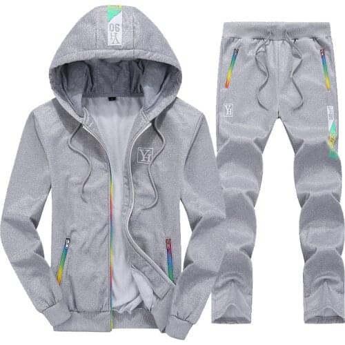 Men Sport Suit Tracksuits Fleece Printed Zip Up warm Hoodie Jacket Sweatsirt+pant Casual Jogger Running Outfit Set Sportswear
