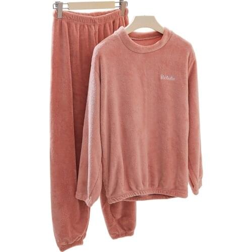 Autumn Winter Warm Sleepwear Sets long-sleeve Plus Size 6XL Women Long Johns Soft Loose Outerwear Home Coral Fleece Suits