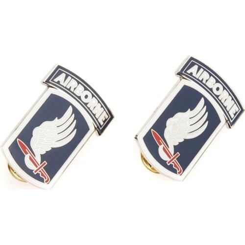 PAIR US ARMY 173RD AIRBORNE METAL SHOULDER PIN BADGE COCKADE