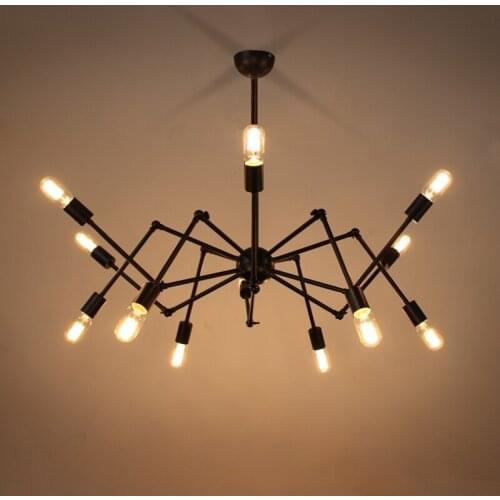 Vintage Metal black widow Restaurant Ceiling Lamps American country industrial Dining Room Spider Ceiling Lighting Fixtures