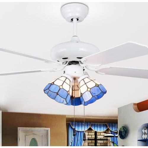 Bedroom from Mediterranean style simple restaurant ceiling fan lampCeiling fan LED Chandelier European style living room FS16