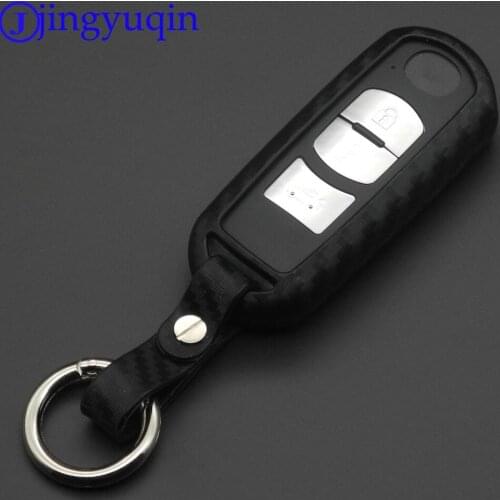 Jingyuqin 2/3B Remote Carbon Silicone Car Key Case For Mazda 2 3 6 Axela Atenza CX-5 CX5 CX-7 CX-9 2014 2015 2016 2017 Smart