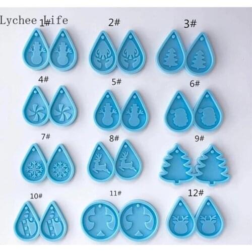 Lychee Life Christmas Earrings Baking Mold Kitchen Biscuit Cookie Cutter Pastry Plunger Fondant Cake Diy Decorating Tools