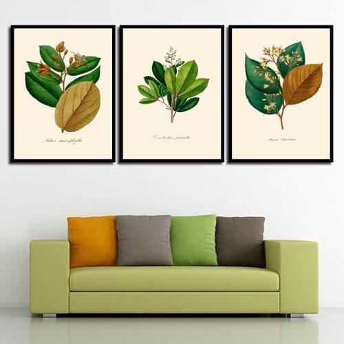 Modern Green Plant Office Living Room Home Decoration Green Leaf Poster Print Canvas Painting Wall Art Can Be Customized