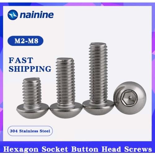 ISO7380 [M2-M12] 304 Stainless Steel Round Head Screws Mushroom Hexagon Socket Button Head Screw A016
