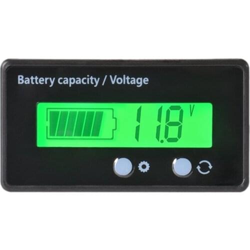 Waterproof 12/24/36/48V LCD Lead-acid Battery and Lithium Battery Capacity Tester Voltage Meter Monitor Green Backlight for Ve