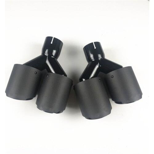 Y Model Double-Out Matte Black Carbon Fiber+Glossy Black Stainless Steel Muffler Tip Car Universal For Akrapovic Exhaust pipe