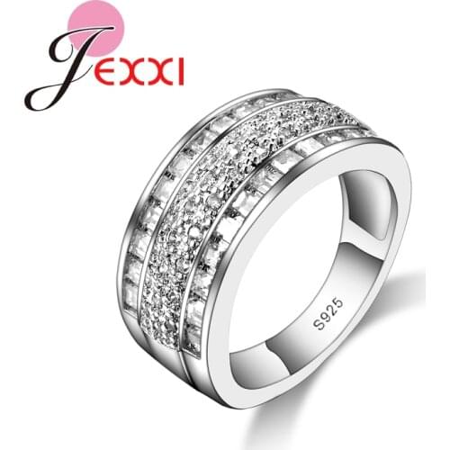 Simple Style Hot Sale 925 Sterling Silver Rings For Women White Crystal Vintage Fashion Jewelry Engagement Wedding Rings